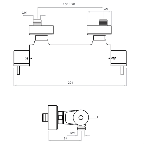 Intatec Safe-Touch Thermostatic Bar Shower